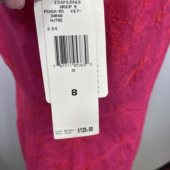 New Jones New York Sleeveless Sheath Linen Fuchsia Pink Dress Womens 8 Floral - Picture 10 of 16